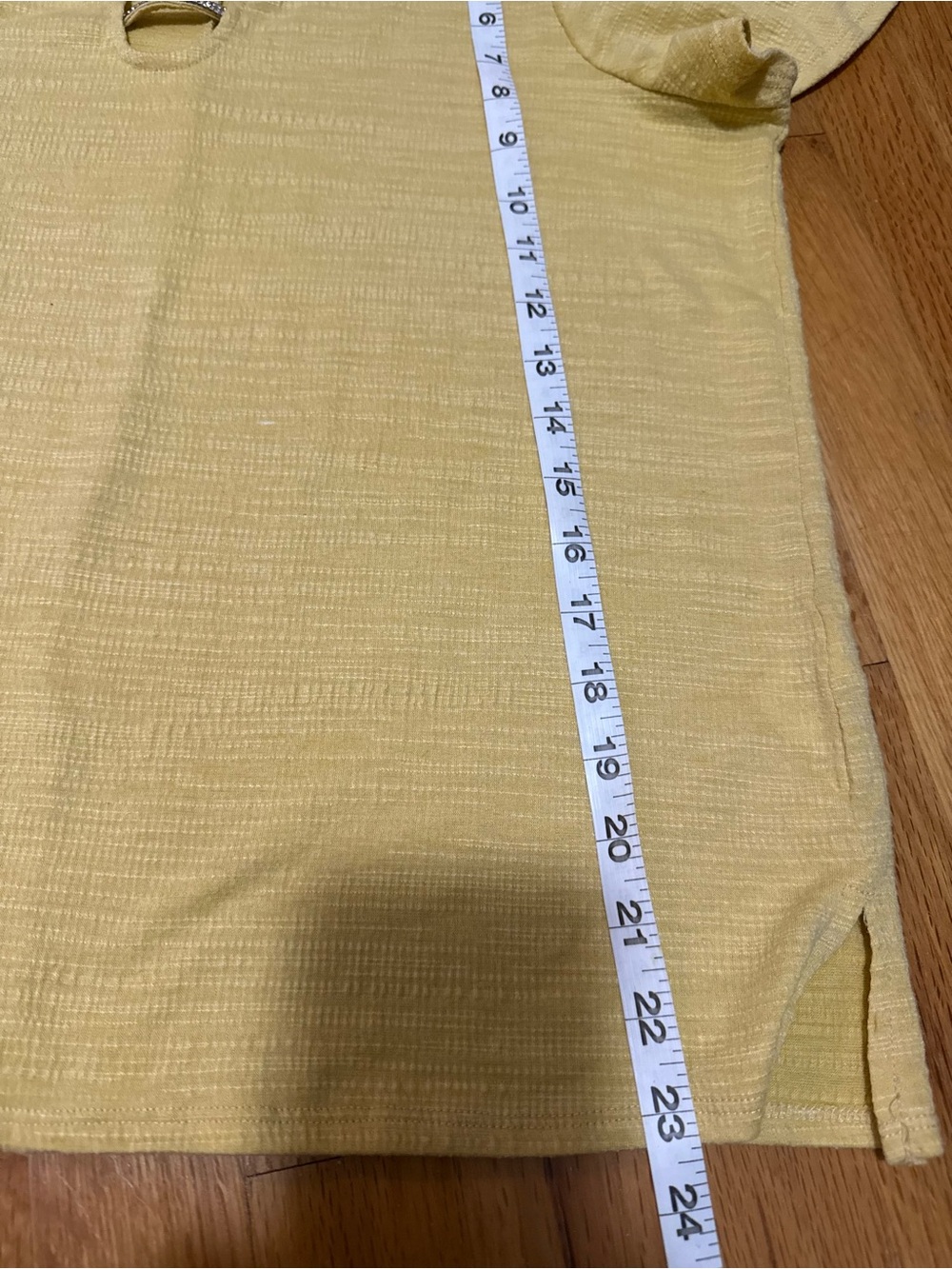 Madison Yellow Rhinestone Ladder Keyhole Flutter Sleeve Top - Picture 5 of 5